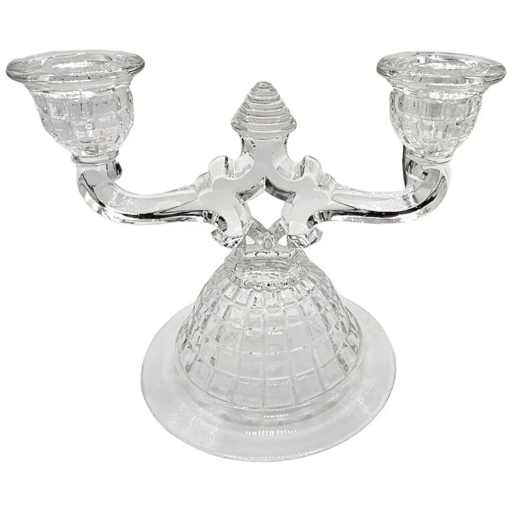 Victorian Clear by Heisey Double Taper Candlestick - Vintage MCM‎ Home Decor